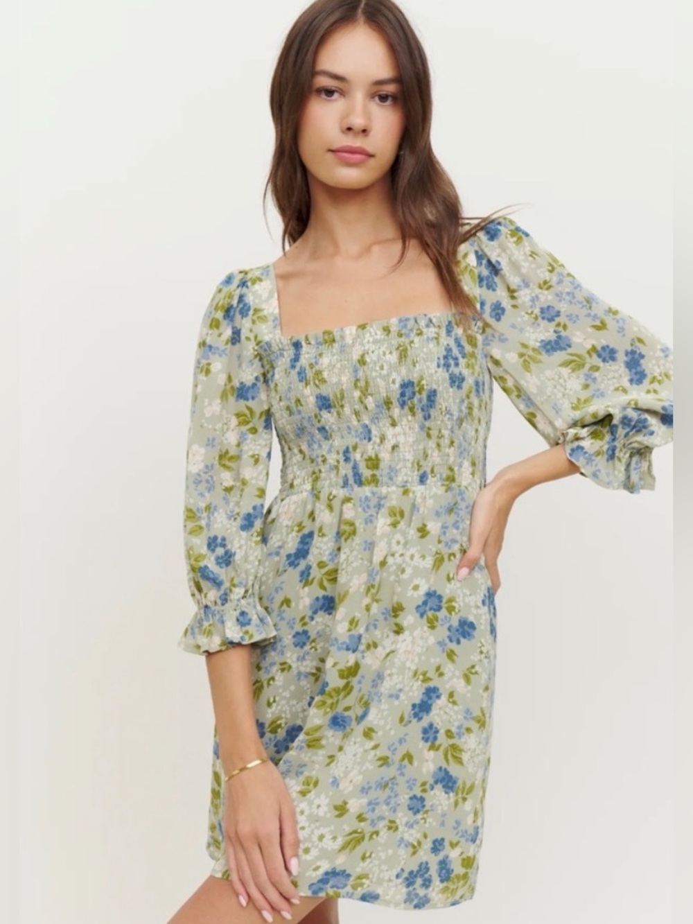 Reformation Zaria Mini Cottagcore/Boho/Feminine Dress In Amie Floral Print